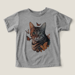 Camiseta Gato com Borboletas Monarcas