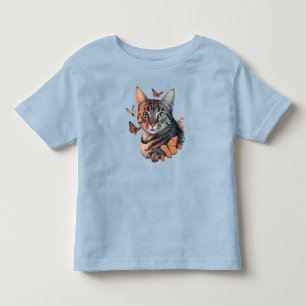 Camiseta Gato com Borboletas Monarcas