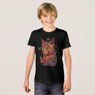 Camiseta Gato com Borboletas Monarcas