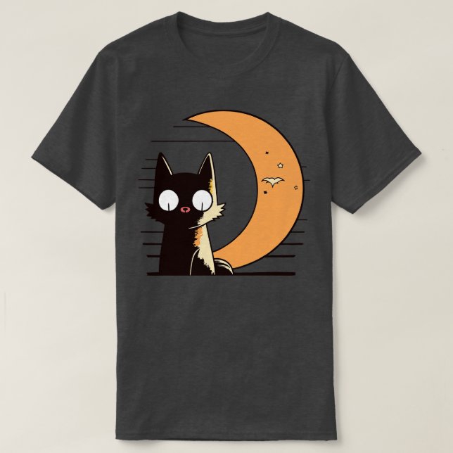Camiseta gato com brilho de meia lua (Frente do Design)