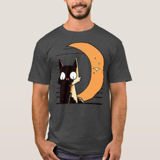Camiseta gato com brilho de meia lua