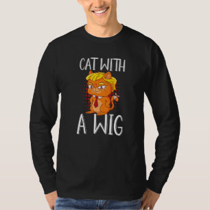 Camiseta Gato Com Cabelo Falso Wig Wig