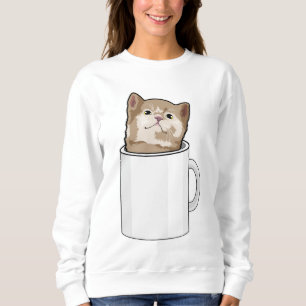 Camiseta Gato com caneca de café
