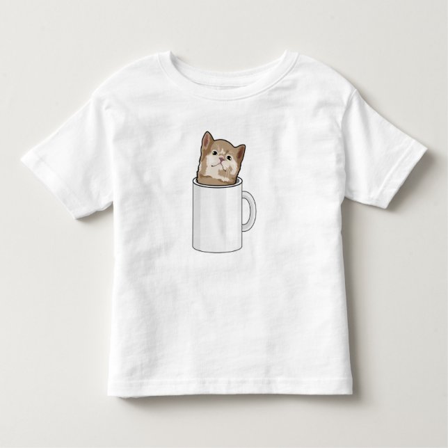 Camiseta Gato com caneca de café (Frente)