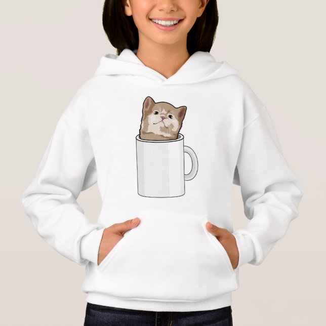 Camiseta Gato com caneca de café (Frente)