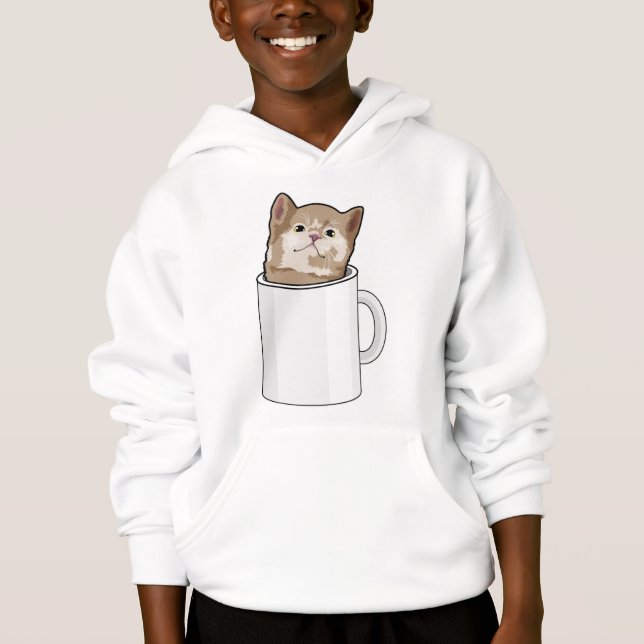 Camiseta Gato com caneca de café (Frente)