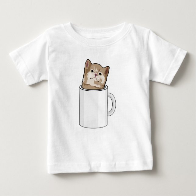 Camiseta Gato com caneca de café (Frente)