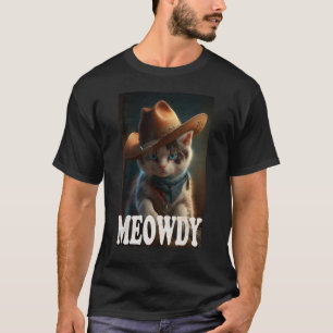 Camiseta Gato com Chapéu de Cowboy para Amantes de Gatos Mã