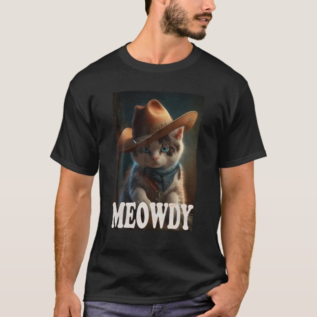 Camiseta Gato com chapéu de vaqueiro para gatos amantes Cat (Frente)
