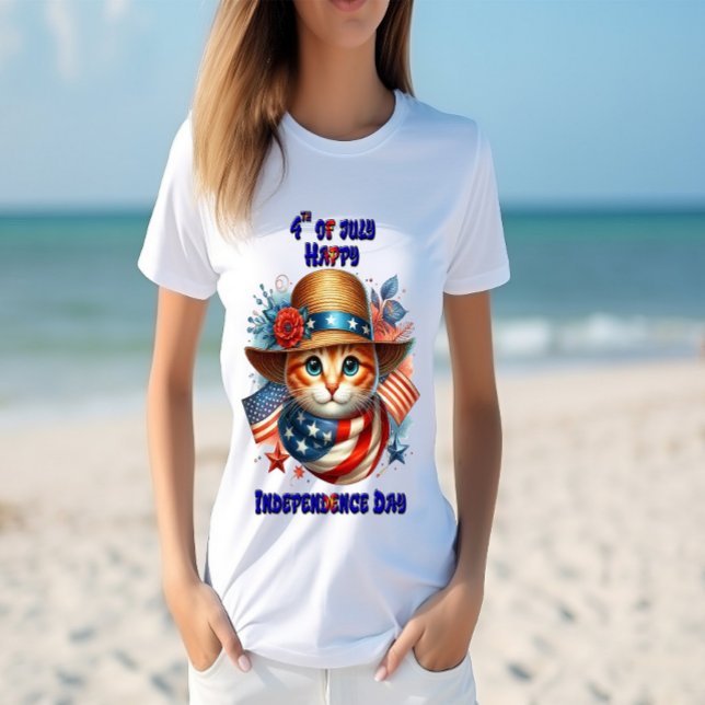 Camiseta Gato com chapéu patriótico e Dia da Independência  (Criador carregado)