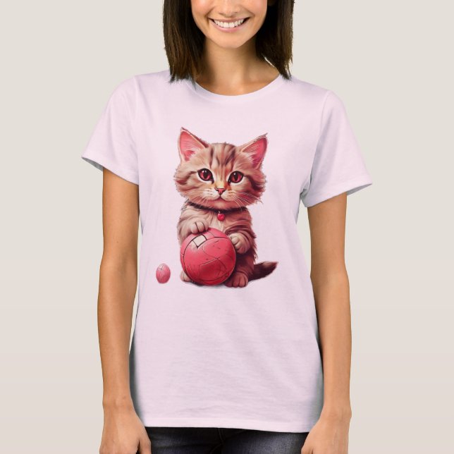 Camiseta Gato com dia de os namorados de colheita de animai (Frente)