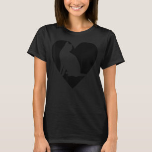 Camiseta Gato com Diversão de Animais Pretos do Coração