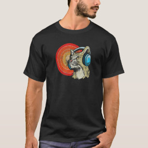 Camiseta Gato Com Fones de Ouvido Gato & Música Audiófilo 1