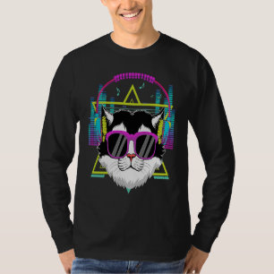 Camiseta Gato Com Fones de ouvido Im Com O Figurino EDM DJ 