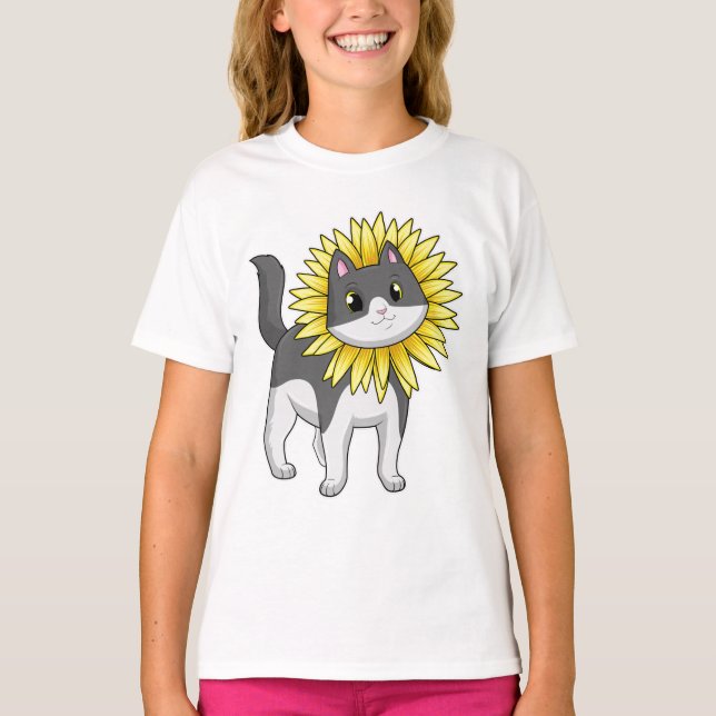 Camiseta Gato com girassol (Frente)