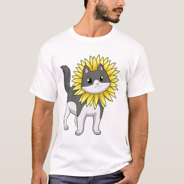 Camiseta Gato com girassol (Frente)