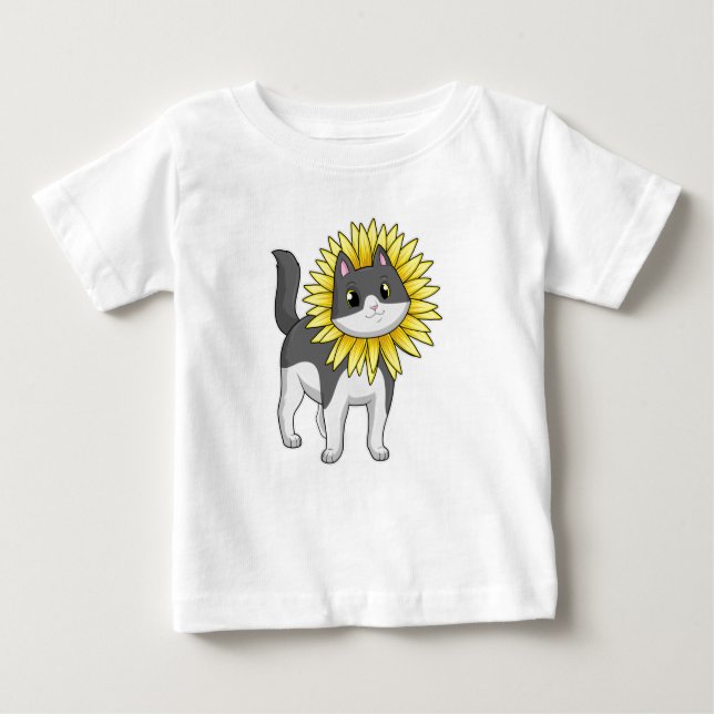 Camiseta Gato com girassol (Frente)