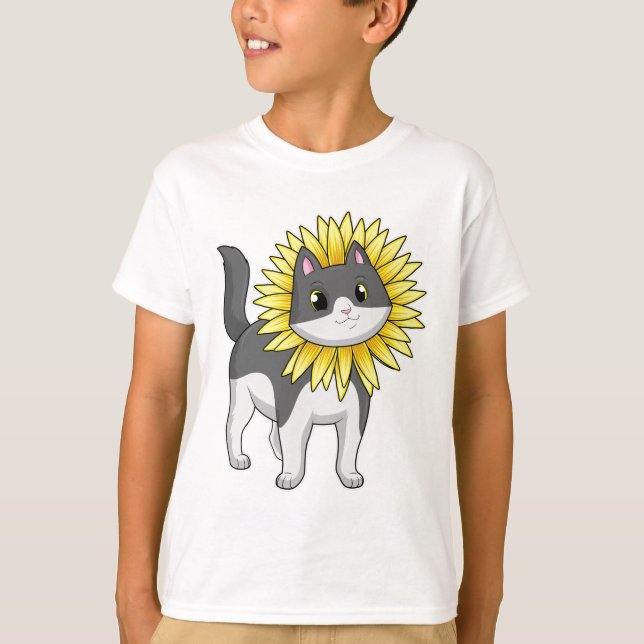 Camiseta Gato com girassol (Frente)