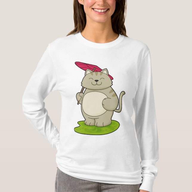 Camiseta Gato com guarda-chuva (Frente)
