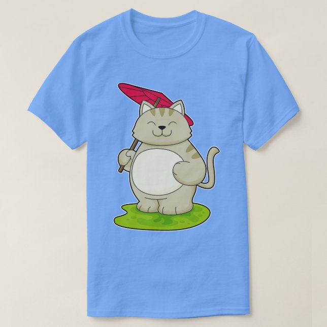 Camiseta Gato com guarda-chuva (Frente do Design)