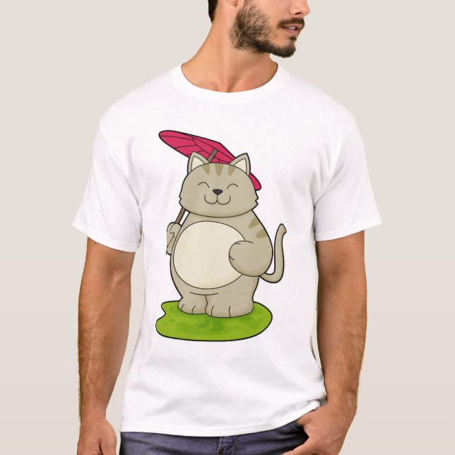 Camiseta Gato com guarda-chuva (Frente)