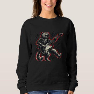 Camiseta Gato Com Guitarra Tocando Música Rock and Roll Sha