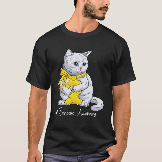 Camiseta Gato com Laço Amarelo do Mês de Conscientização so (Frente)