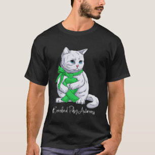 Camiseta Gato com Laço Verde do Mês de Conscientização da P