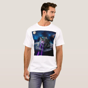 Camiseta Gato com lasers dos olhos