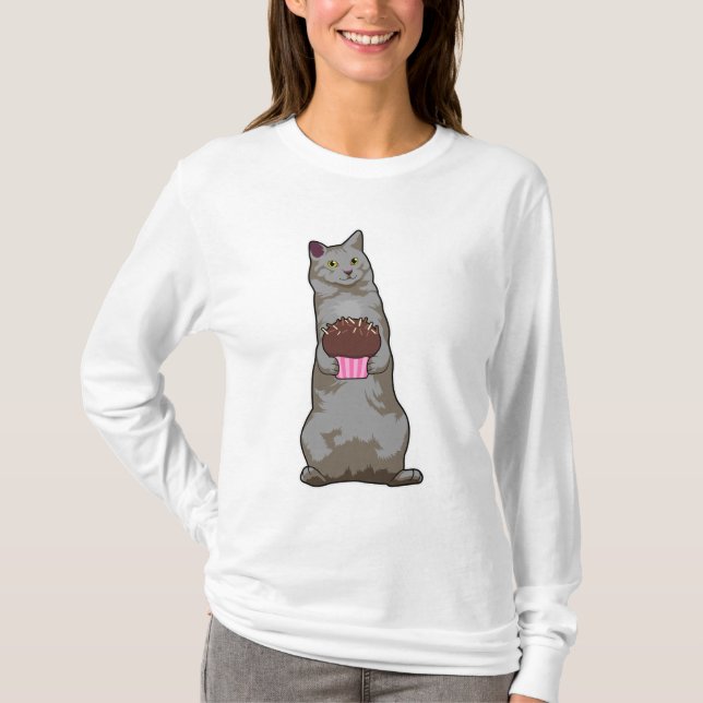 Camiseta Gato com Muffin (Frente)