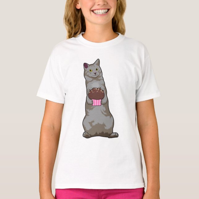 Camiseta Gato com Muffin (Frente)