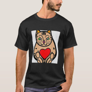 Camiseta Gato Com O Gatinho Da Vintagem Bonita Do Coração