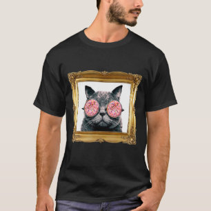 Camiseta Gato com Óculos de Sol de Donut Gatinho Comida Doc