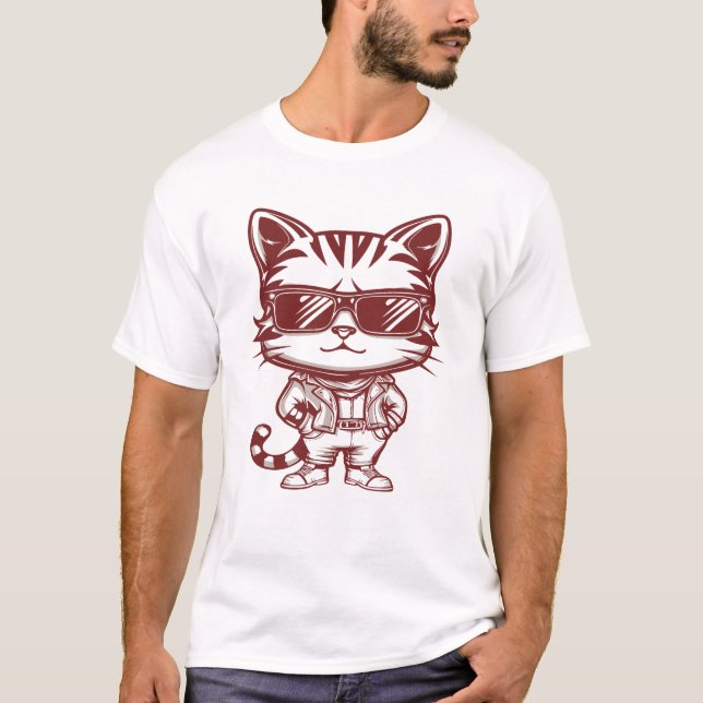 Camiseta Gato Com Óculos De Sol E Dose Confiável (Frente)