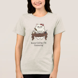 Camiseta Gato com Óculos Tomador de Notas Arte de Frase de