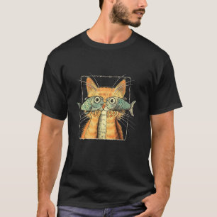 Camiseta Gato com Olhos de Peixe Gato Engraçado