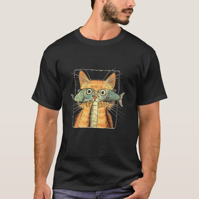 Camiseta Gato com Olhos de Peixe Gato Engraçado (Frente)