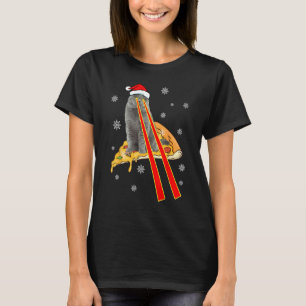 Camiseta Gato Com Olhos Laser Gato de Pizza Engraçado Natal