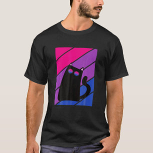 Camiseta Gato Com Orgulho Bandeira Bissexual LGBQ Orgulhoso