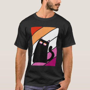 Camiseta Gato Com Orgulho Bandeira Lésbica LGBTQ Orgulhoso