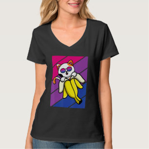 Camiseta Gato Com Orgulho de Banana Bandeira Bissexual LGBT