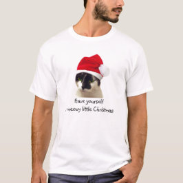 Camiseta Gato com Papai noel