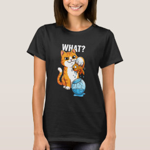 Camiseta Gato com Peixe Dourado Meme Engraçado e Presunçoso