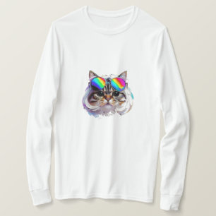 Camiseta Gato com Peruca + Óculos de Sol (Pintura #3)