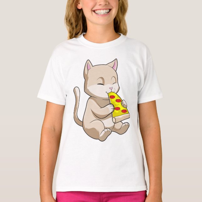 Camiseta Gato com pizza (Frente)
