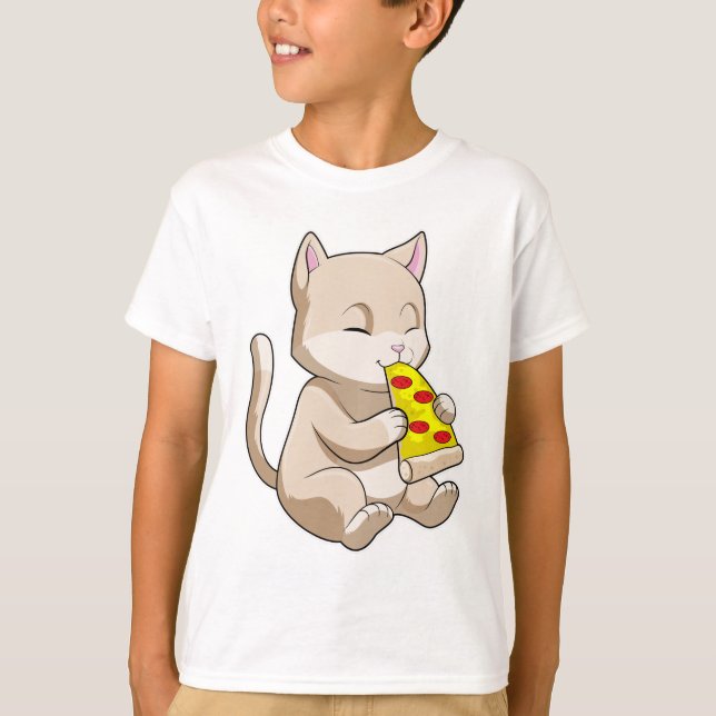 Camiseta Gato com pizza (Frente)