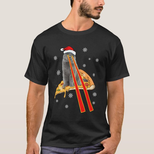 Camiseta Gato Com Pizza De Olhos Laser (Frente)