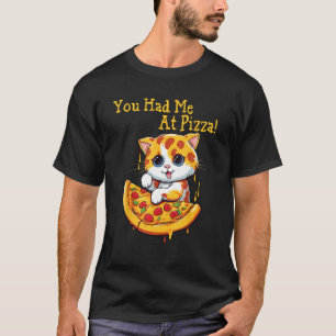 Camiseta Gato com pizza. Você me conquistou com pizza