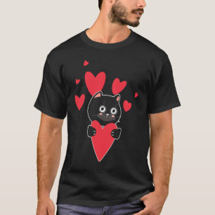 Camiseta Gato Com Relacionamento de Coração Amor Romântico 