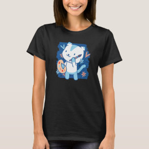 Camiseta Gato com rosto fofo pinta quadros para donos de ga